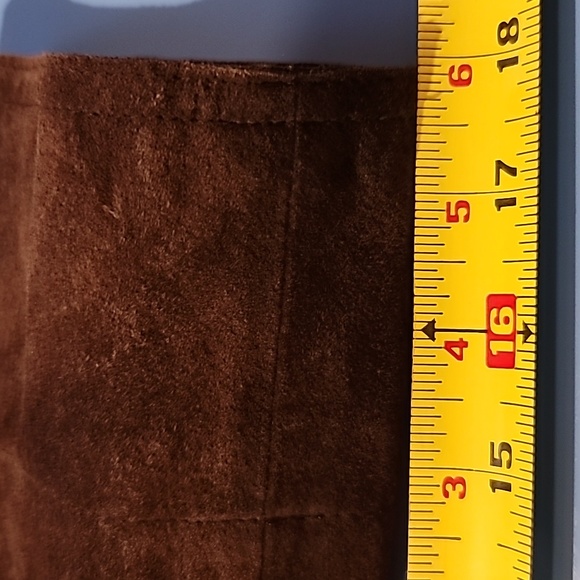 Liz Claiborne jacket suede brown M snap closure lined drawstring waist bohemian - Picture 11 of 15